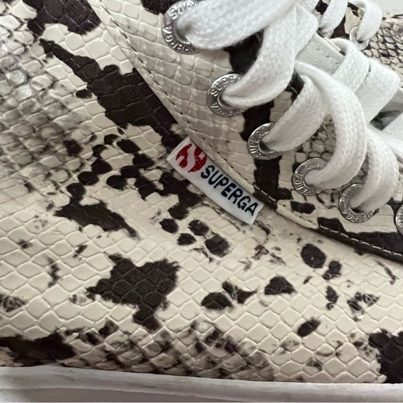 Superga Women Alpina Snake Embossed High Top Platform Sneaker in Taupe Snake 9.5 - Picture 7 of 13